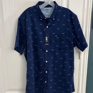 Izod Men's Dark Blue Shark Print Shirt BNWT